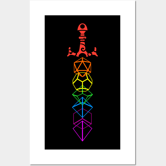 Rainbow Dice Sword RPG Gaming Wall Art by pixeptional